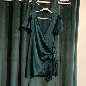 Vici Teal Asymmetrical Wrap Dress